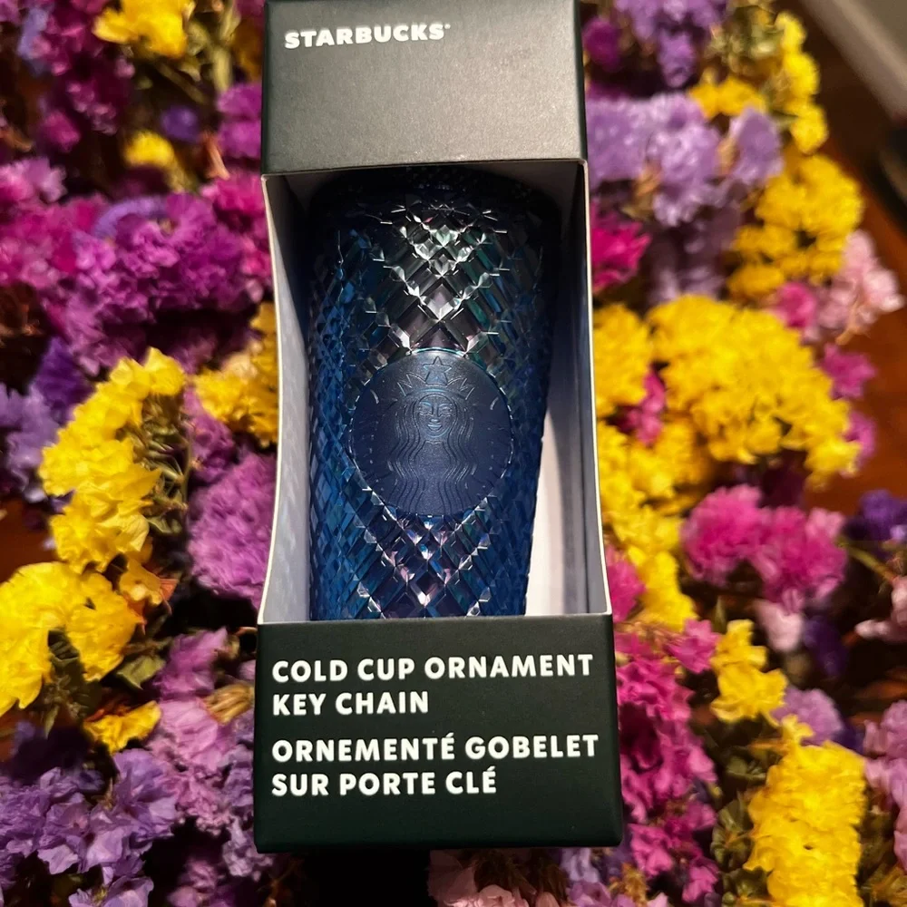 ✨Starbucks 2022 Iridescent Holiday blue Jeweled Keychain Ornament - Picture 1 of 2